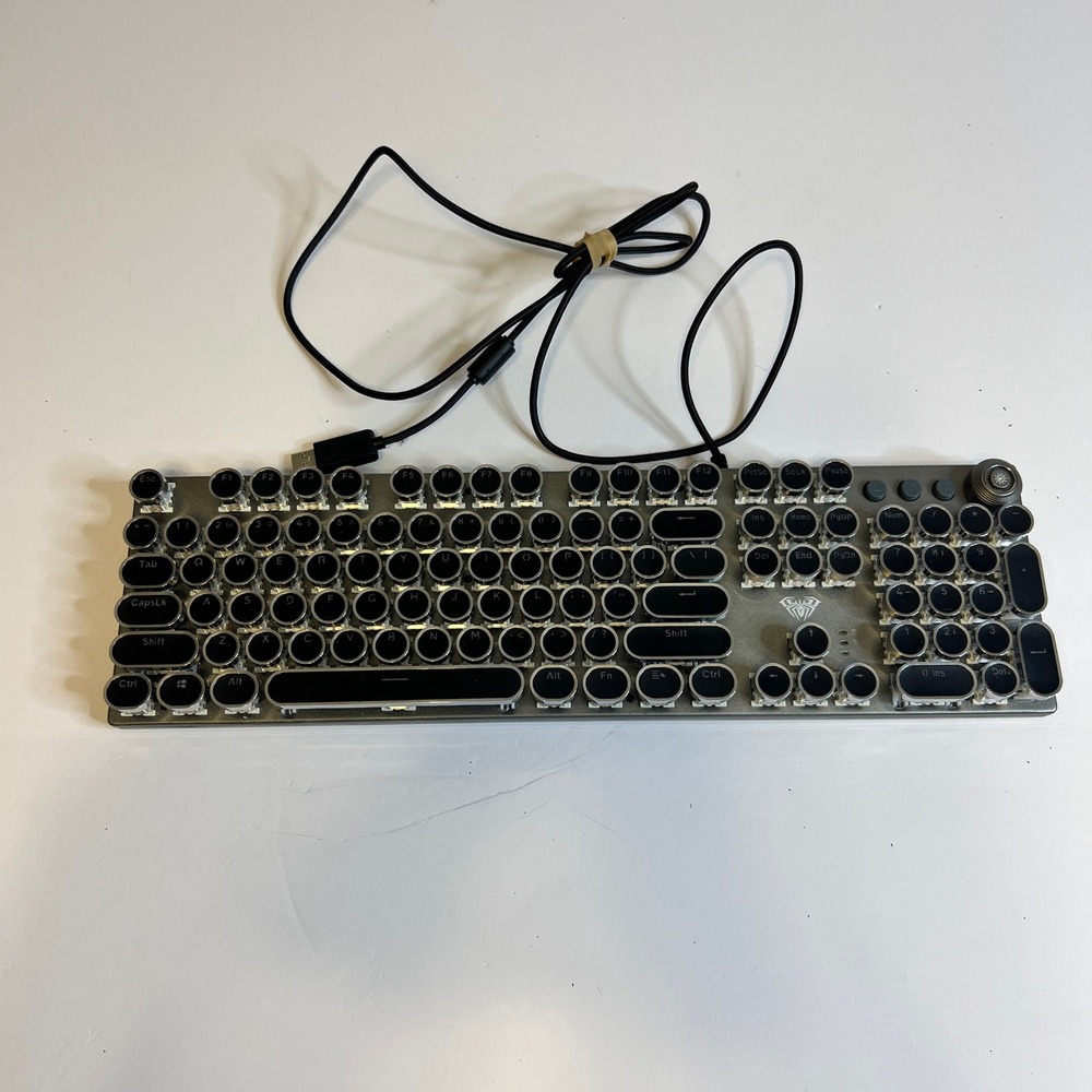 AULA F2088 Mechanical Gaming Keyboard Retro Steampunk Round Keycaps USB Wired